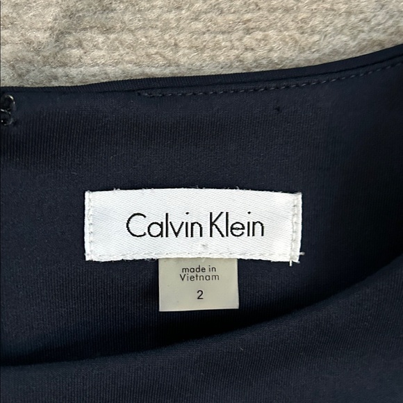 Calvin Klein Navy Blue Midi Cocktail Sheath Dress - Picture 3 of 7